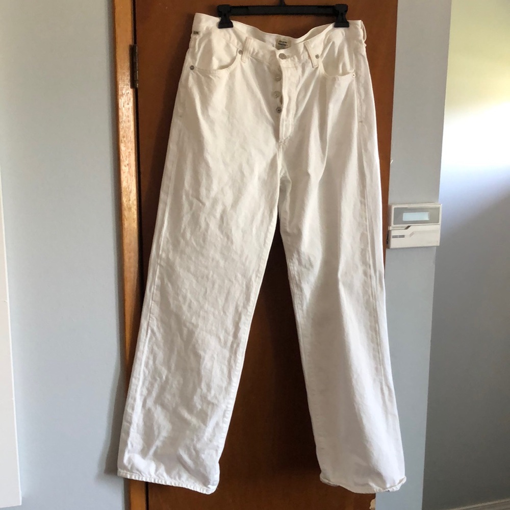 Citizens Of Humanity White Flare Wide Leg Jeans